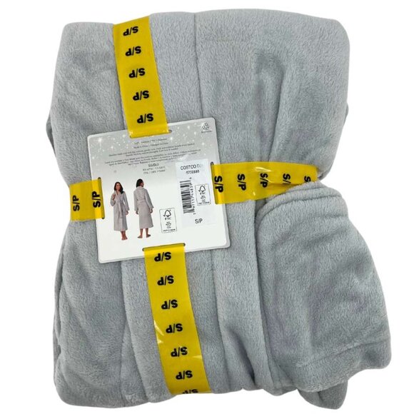 Carole Hochman Women's Light Grey Textured Collar Plush Wrap Robe | Size Small - Picture 2 of 3